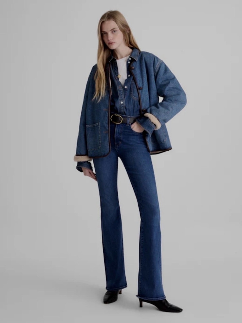 Madewell Dark Blue High-Rise Flare Jeans
